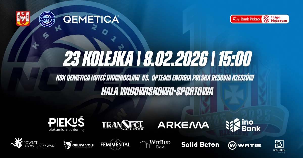 KSK QEMETICA Noteć Inowrocław vs OPTeam Energia Polska Resovia Rzeszów